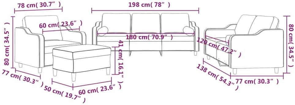 Sofa Sofos komplektas su pagalvėmis, 4 dalių, juodas, audinys