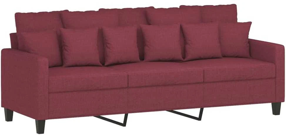 Sofa Sofos komplektas su pagalvėmis, 4 dalių, vyno, audinys