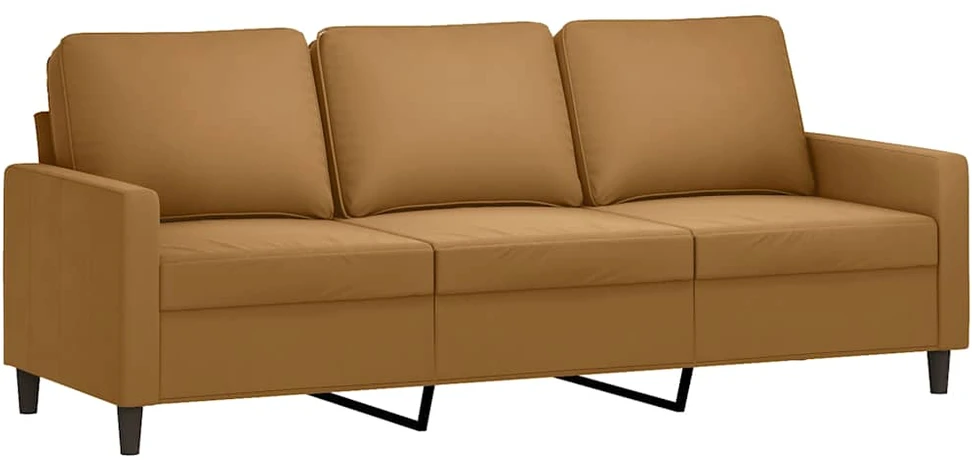 Sofa Sofos komplektas su pagalvėmis, 4 dalių, rudas, aksomas