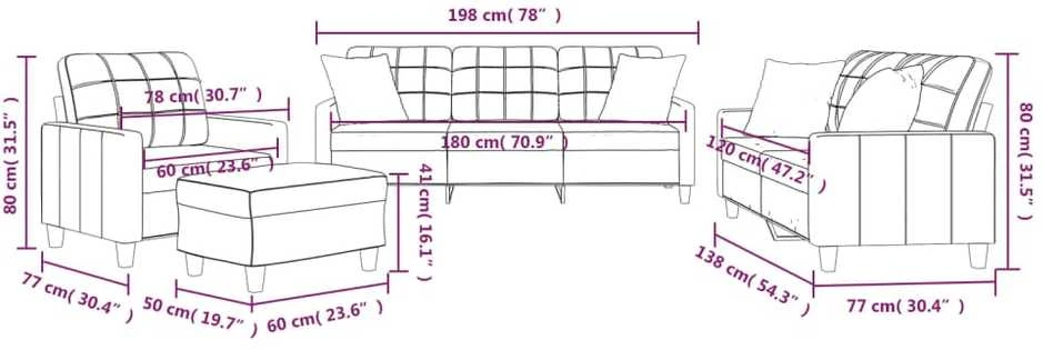 Sofa Sofos komplektas su pagalvėmis, 4 dalių, kapučino, dirbtinė oda