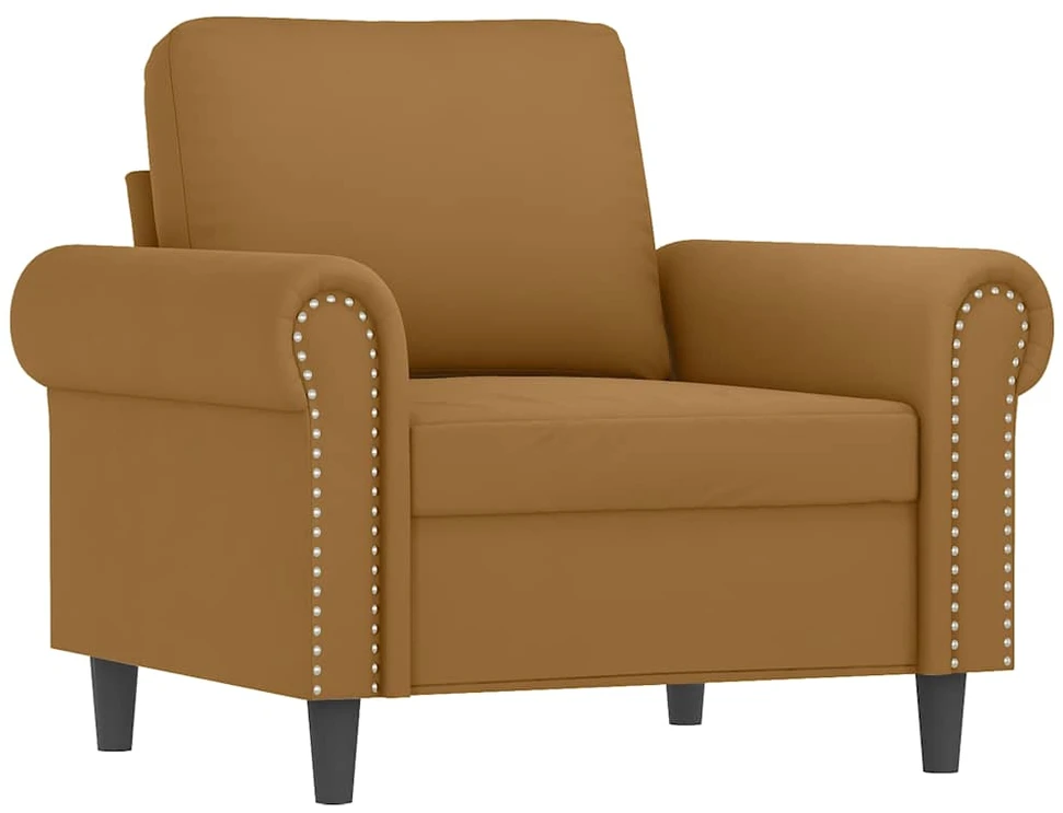 Sofa Sofos komplektas su pagalvėmis, 4 dalių, rudas, aksomas