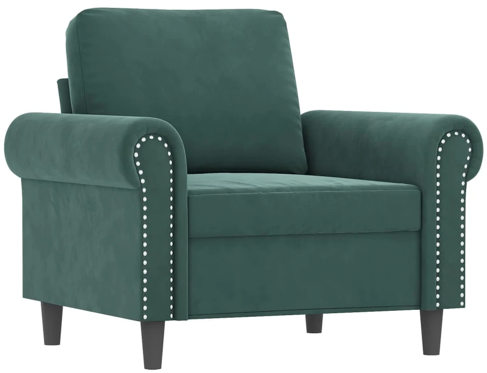Sofa Sofos komplektas su pagalvėmis, 4 dalių, žalias, aksomas
