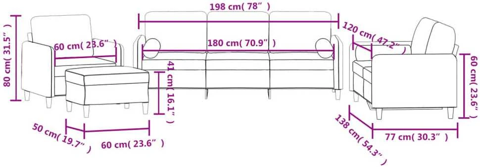 Sofa Sofos komplektas su pagalvėmis, 4 dalių, juodas, aksomas