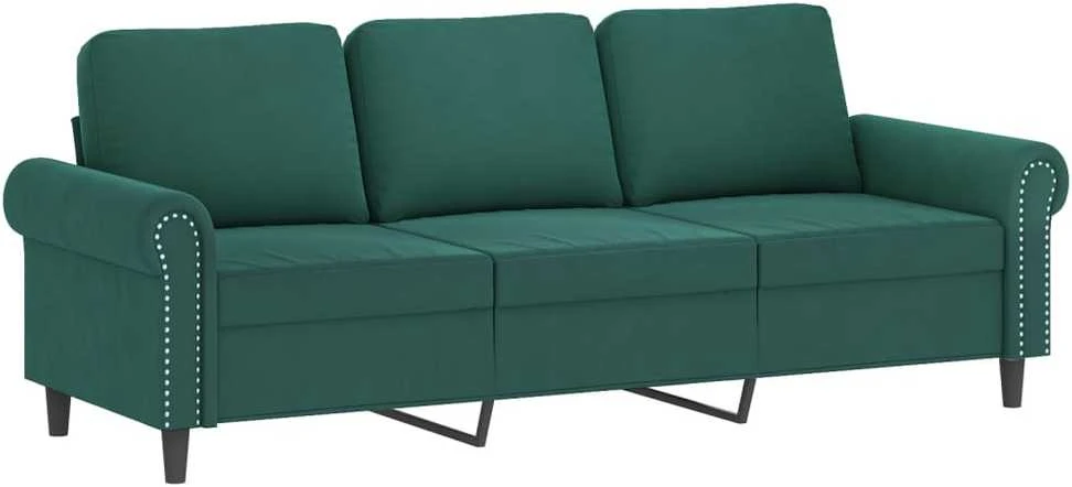 Sofa Sofos komplektas su pagalvėmis, 4 dalių, žalias, aksomas