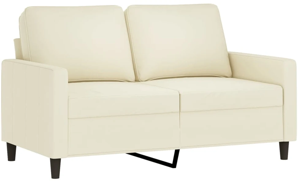 Sofa Sofos komplektas su pagalvėmis, 4 dalių, kreminis, aksomas