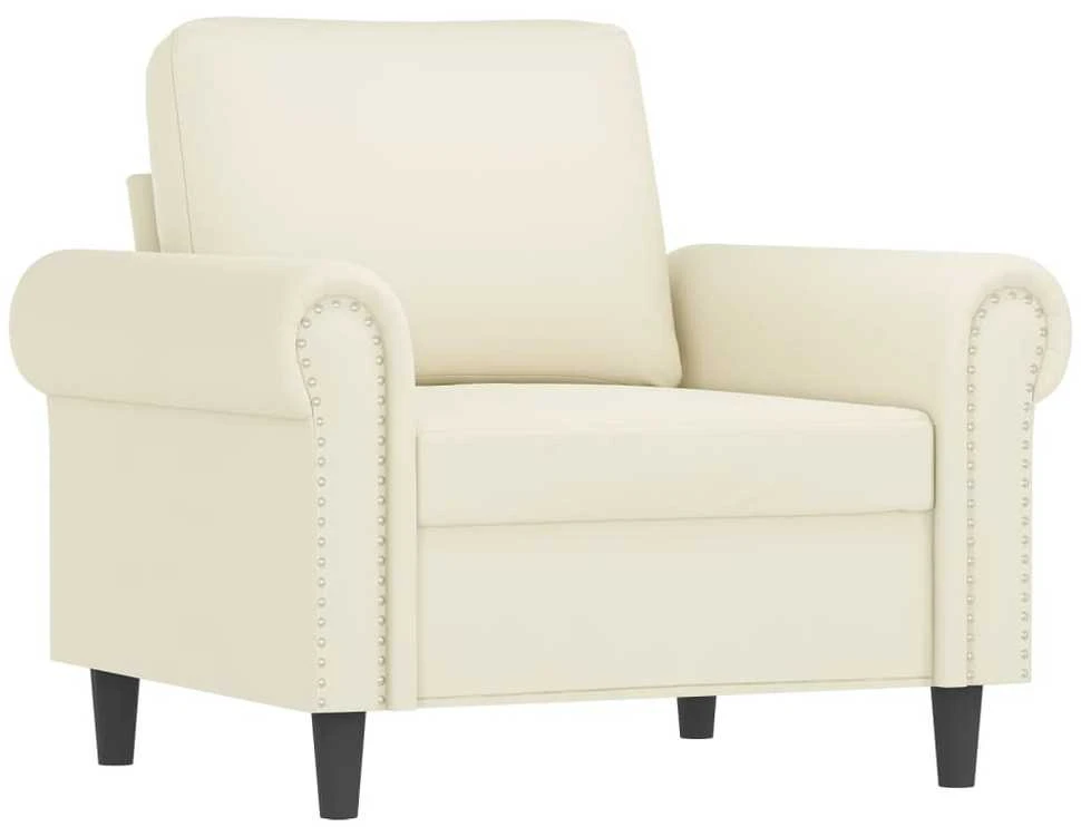 Sofa Sofos komplektas su pagalvėmis, 4 dalių, kreminis, aksomas