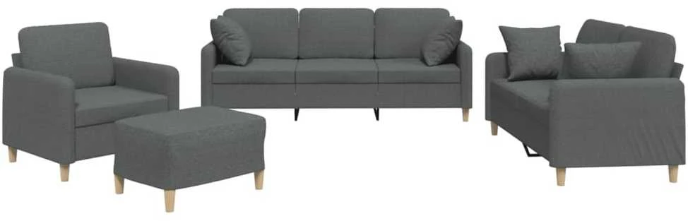 Sofa Sofos komplektas su pagalvėmis, 4 dalių, pilkas, audinys