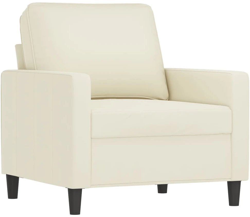 Sofa Sofos komplektas su pagalvėmis, 4 dalių, kreminis, aksomas
