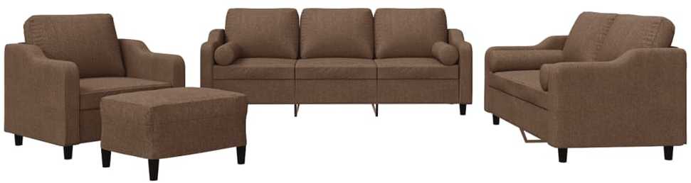 Sofa Sofos komplektas su pagalvėmis, 4 dalių, rudas, audinys