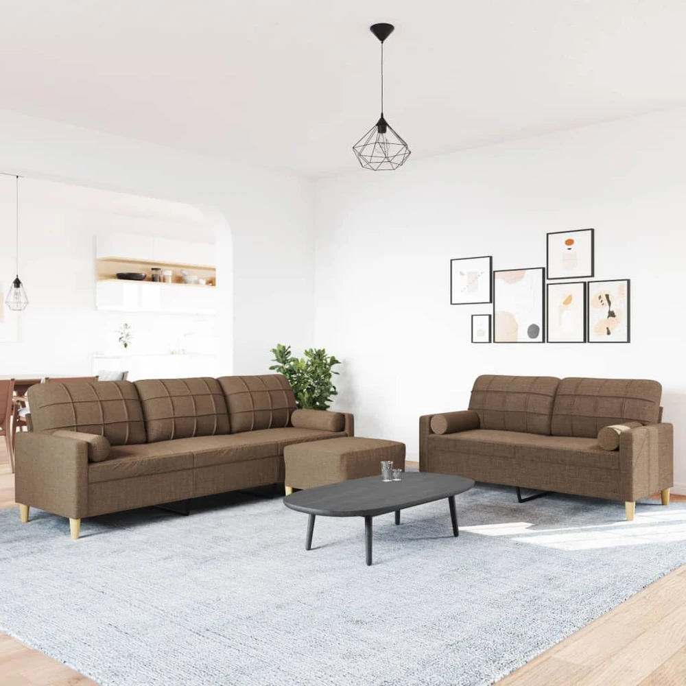 Sofa Sofos komplektas su pagalvėmis/pakoja, 3 dalių, juoda, audinys