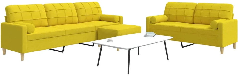 Sofa Sofos komplektas su pagalvėmis/pakoja, 3 dalių, geltonas