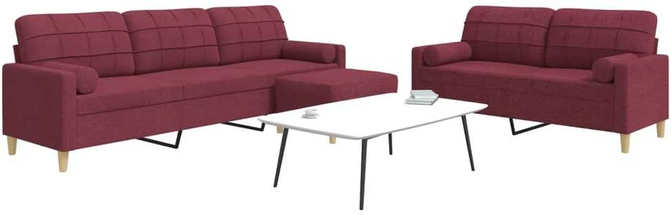 Sofa Sofos komplektas su pagalvėmis/pakoja, 3 dalių, vyno raudona
