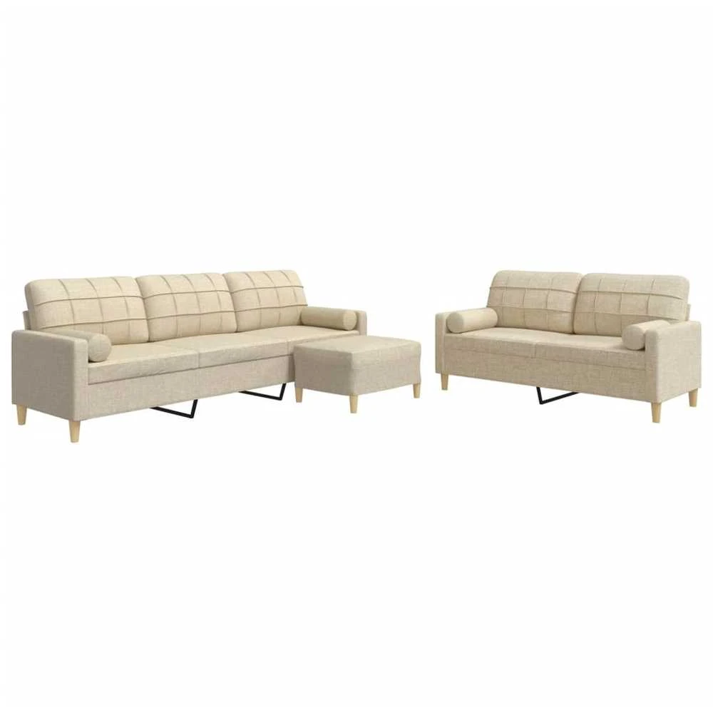 Sofa Sofos komplektas su pagalvėmis/pakoja, 3 dalių, kreminė