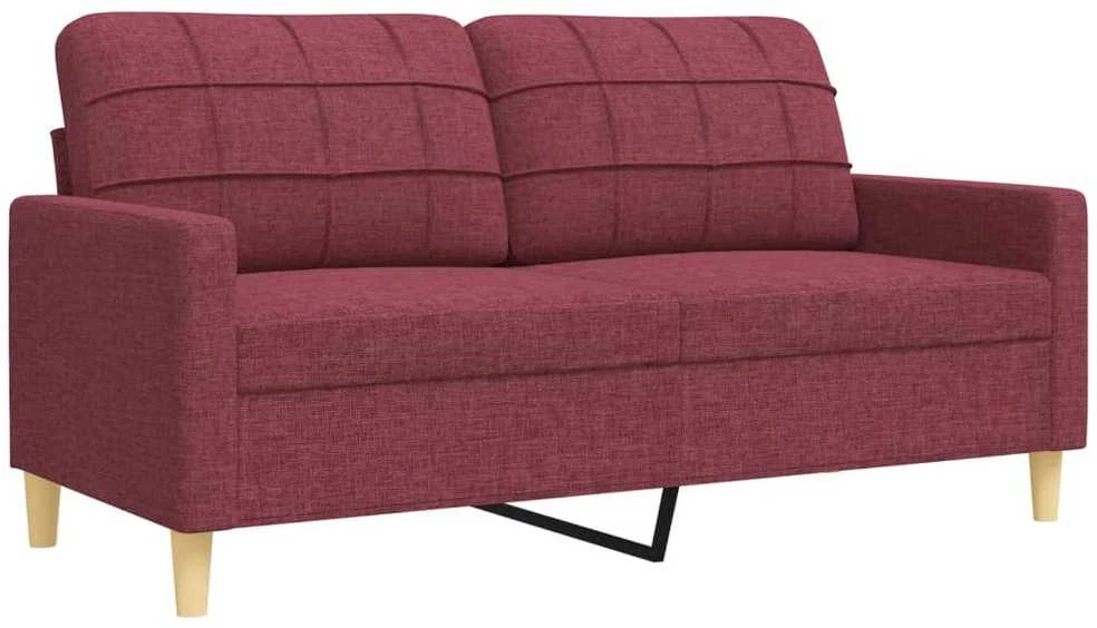 Sofa Sofos komplektas su pagalvėmis/pakoja, 3 dalių, vyno raudona