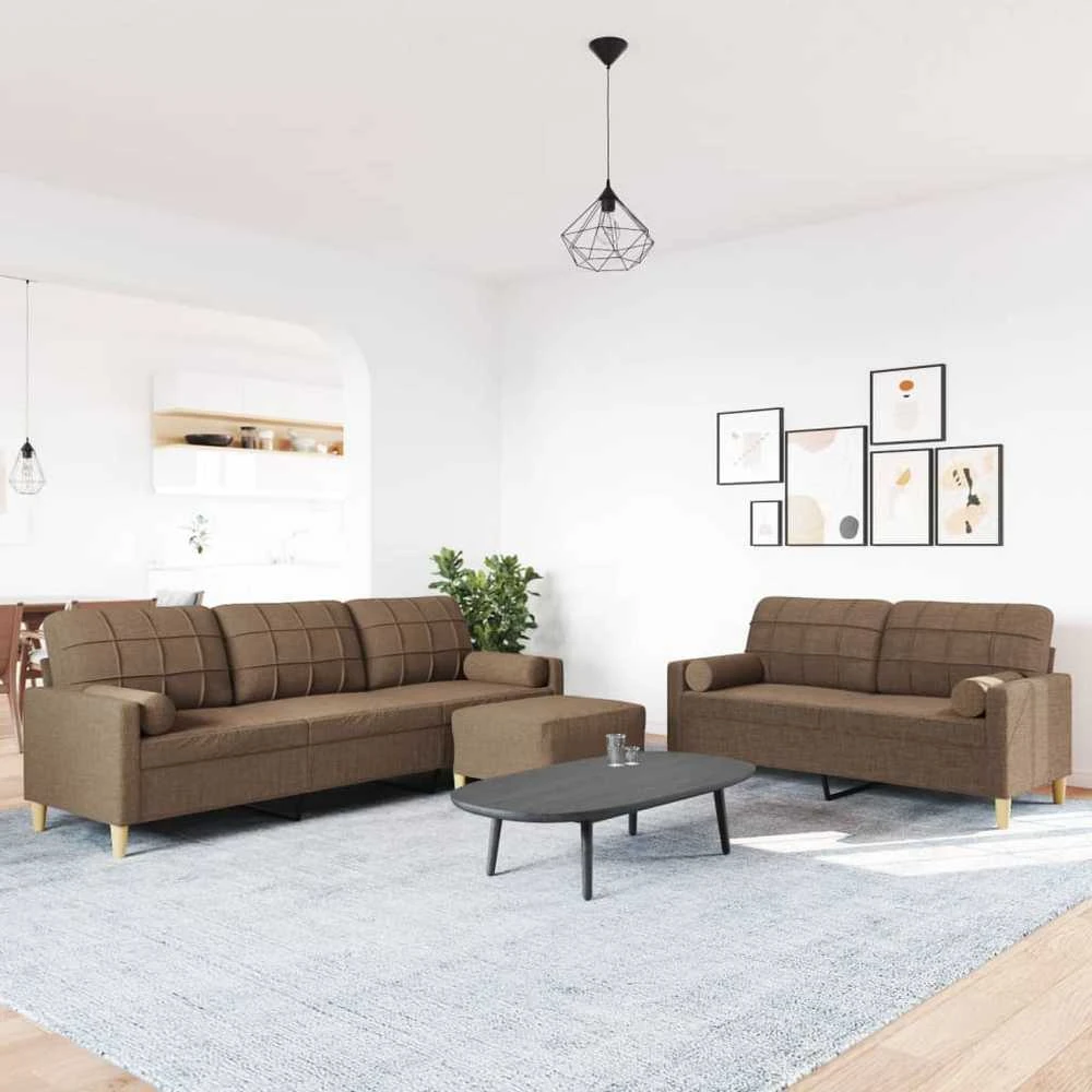 Sofa Sofos komplektas su pagalvėmis/pakoja, 3 dalių, juoda, audinys