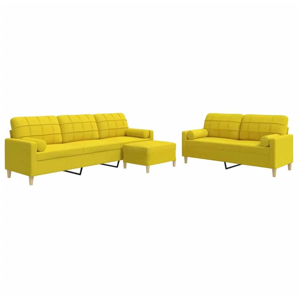 Sofa Sofos komplektas su pagalvėmis/pakoja, 3 dalių, geltonas