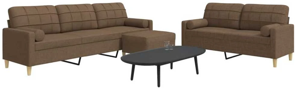 Sofa Sofos komplektas su pagalvėmis/pakoja, 3 dalių, juoda, audinys