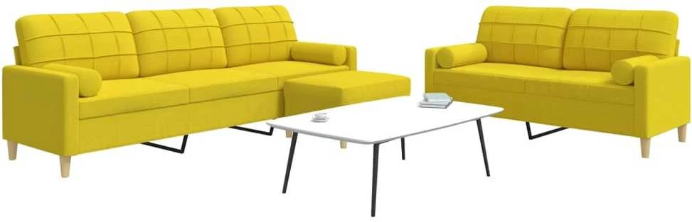 Sofa Sofos komplektas su pagalvėmis/pakoja, 3 dalių, geltonas