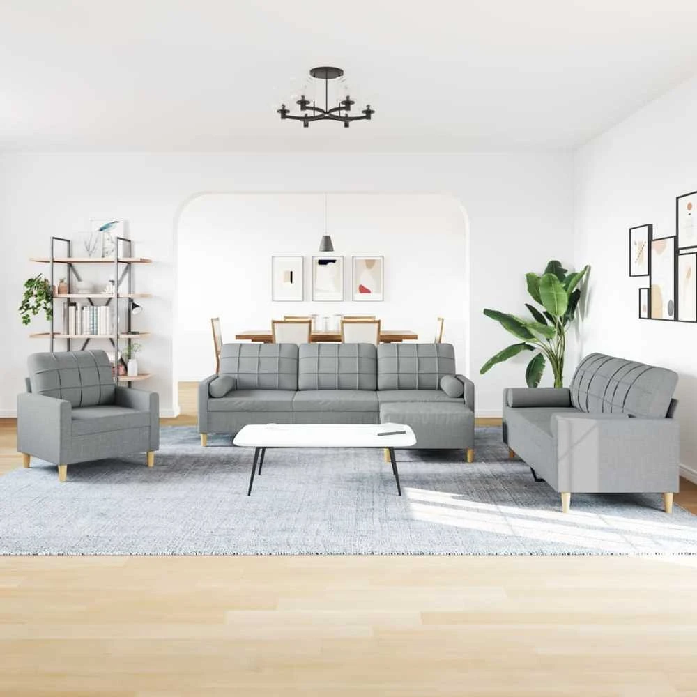 Sofa Sofos komplektas su pagalvėmis/pakoja, 4 dalių, taupe, audinys