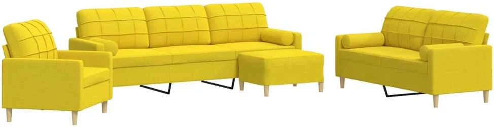 Sofa Sofos komplektas su pagalvėmis/pakoja, 4 dalių, geltonas
