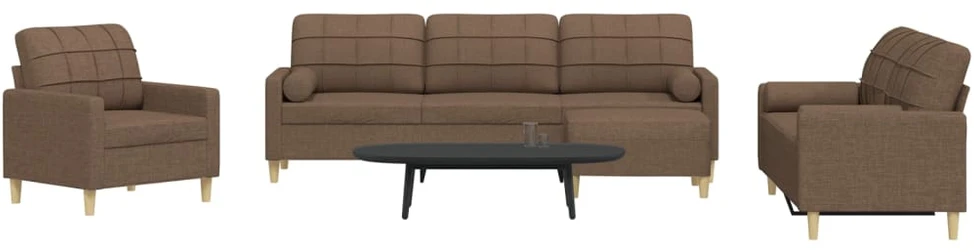 Sofa Sofos komplektas su pagalvėmis/pakoja, 4 dalių, juoda, audinys