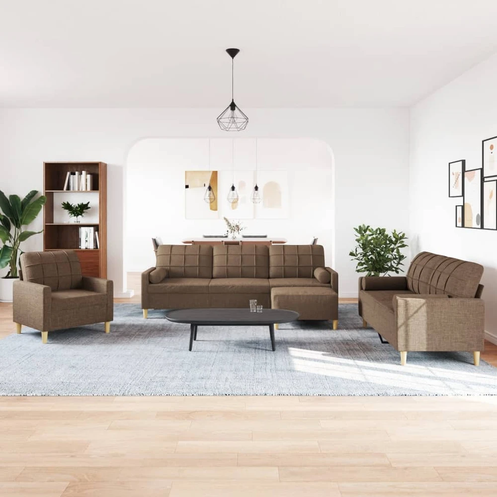 Sofa Sofos komplektas su pagalvėmis/pakoja, 4 dalių, juoda, audinys