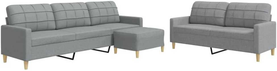 Sofa Sofos komplektas su pakoja, 3 dalių, pilkas, audinys
