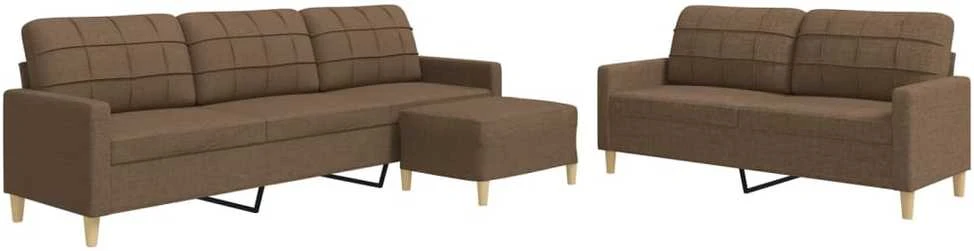 Sofa Sofos komplektas su pakoja, 3 dalių, rudas, audinys