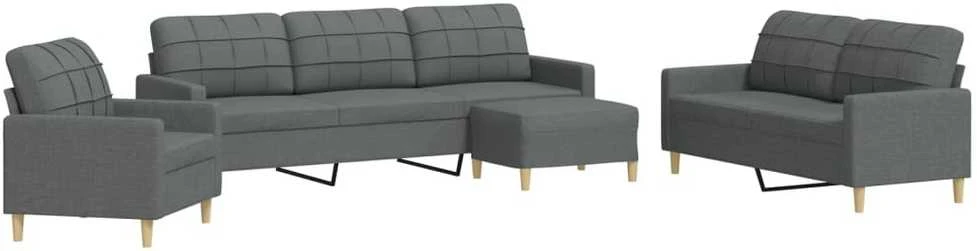Sofa Sofos komplektas su pakoja, 4 dalių, pilkas, audinys