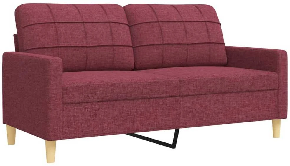 Sofa Sofos komplektas su pakoja, 4 dalių, vyno, audinys