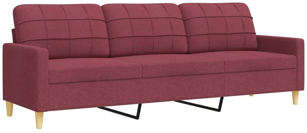 Sofa Sofos komplektas su pakoja, 4 dalių, vyno, audinys