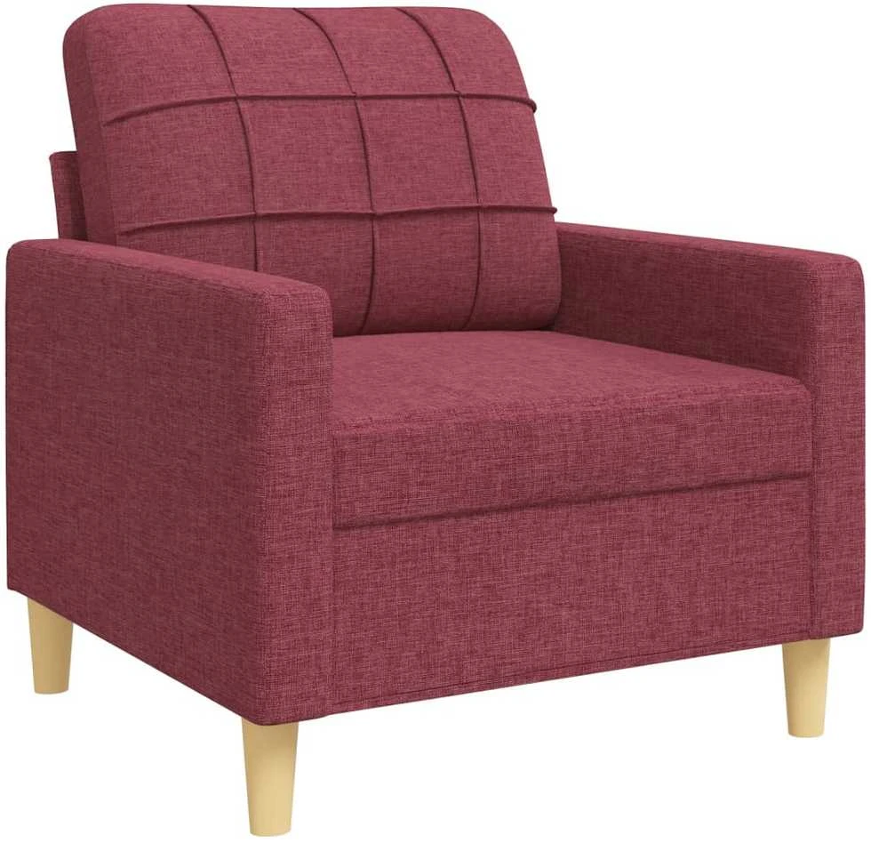 Sofa Sofos komplektas su pakoja, 4 dalių, vyno, audinys
