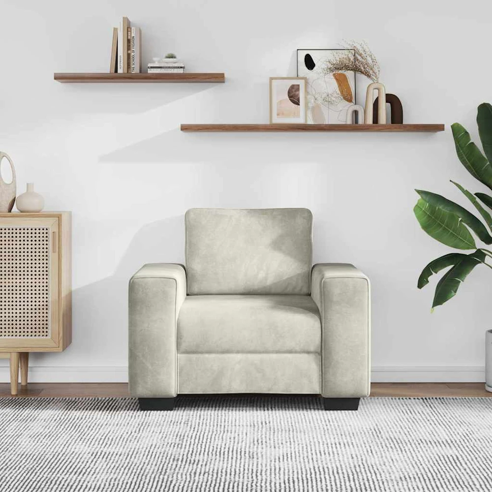 Sofa Sofos krėslas, kreminės spalvos, 100x77x82 cm, aksomas