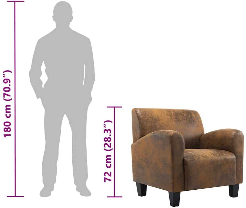 Sofa kėdė, rudos spalvos, dirbtinė versta oda