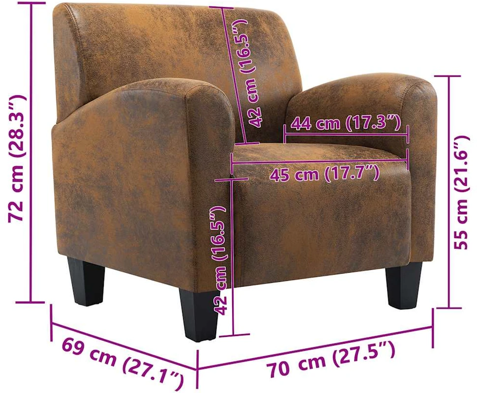 Sofa kėdė, rudos spalvos, dirbtinė versta oda