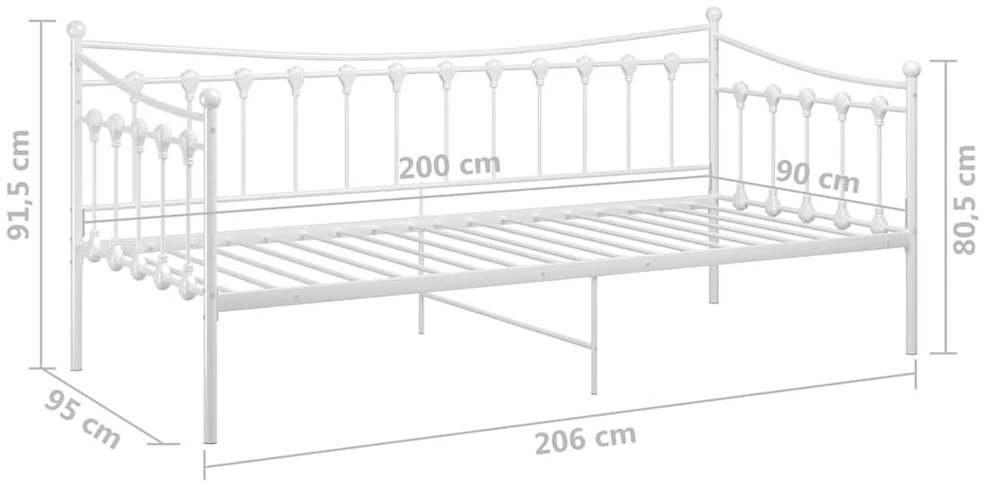 Sofos-lovos rėmas, baltos spalvos, 90x200cm, metalas