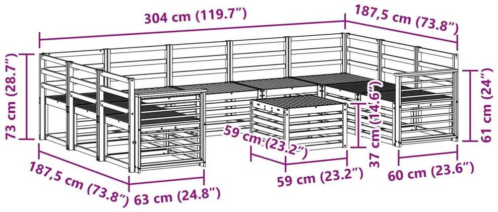 Lauko sofos komplektas 10 vnt. Natūrali