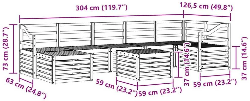 Lauko sofos komplektas 8 vnt. Natūrali