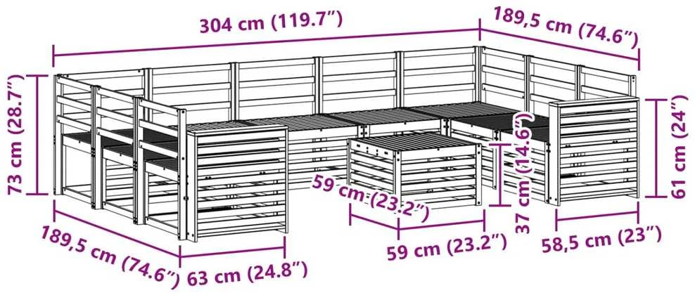 Lauko sofos komplektas 10 vnt. Natūrali