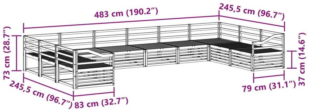 Sofų komplektai 10 vnt. Natūrali Kietos akacijos mediena