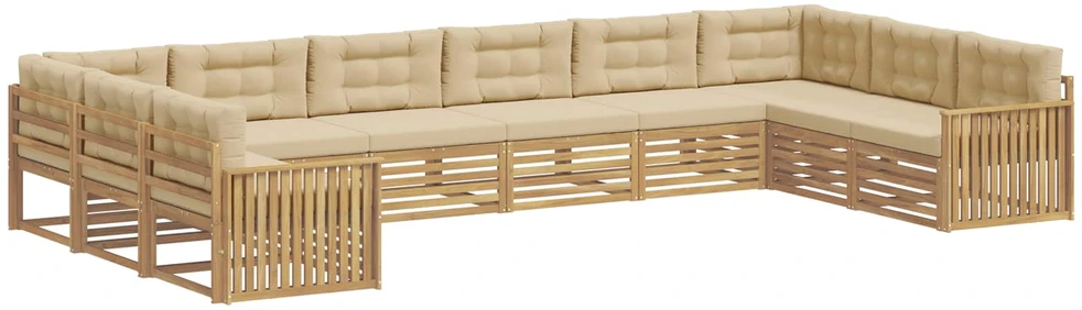 Sofų komplektai 10 vnt. Balta ir kreminė Polyester