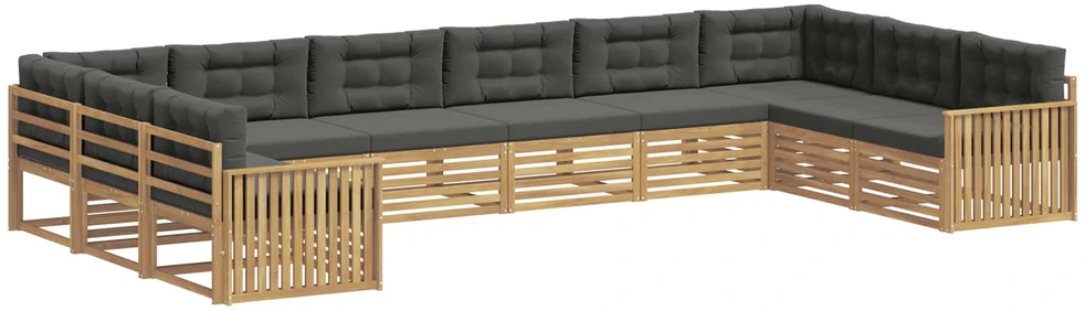Sofų komplektai 10 vnt. 10 vietos Balta ir antracito Polyester
