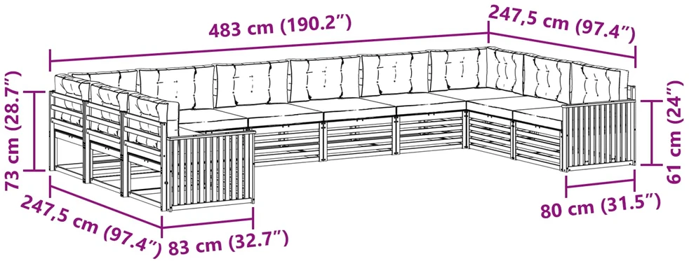 Sofų komplektai 10 vnt. Balta ir kreminė Polyester