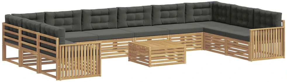 Sofų komplektai 11 vnt. 10 vietos Balta ir antracito Polyester