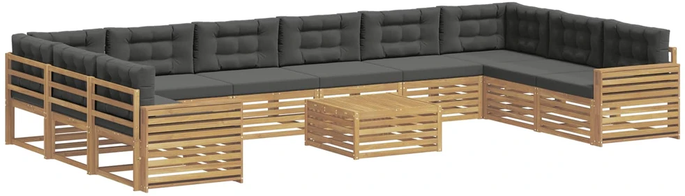 Sofų komplektai 11 vnt. 10 vietos Balta ir antracito Polyester