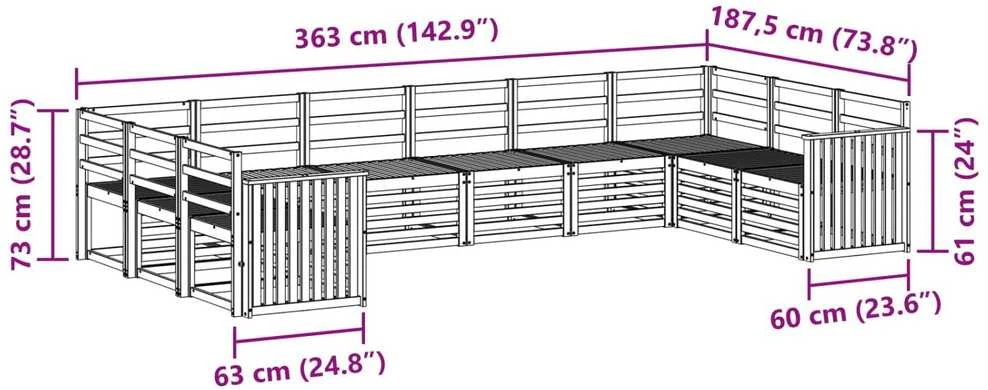 Lauko sofos komplektas 10 vnt. Natūrali
