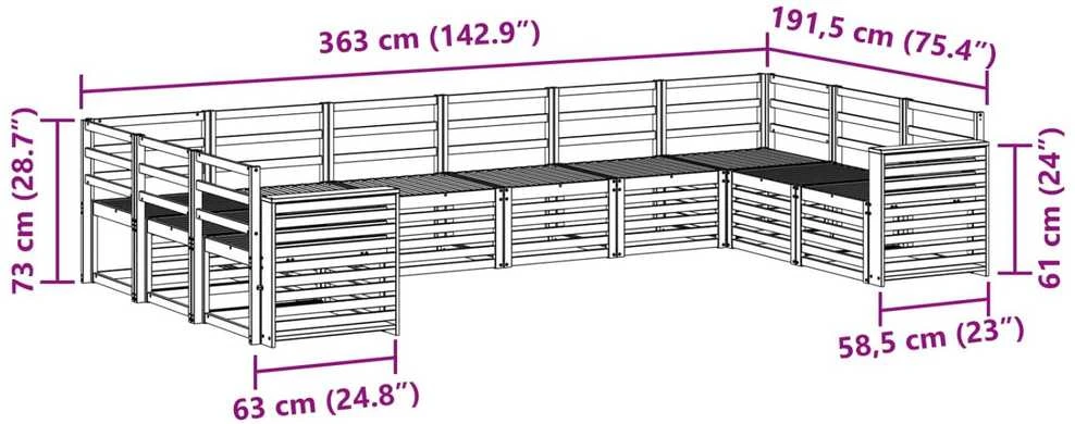 Lauko sofos komplektas 10 vnt. Natūrali