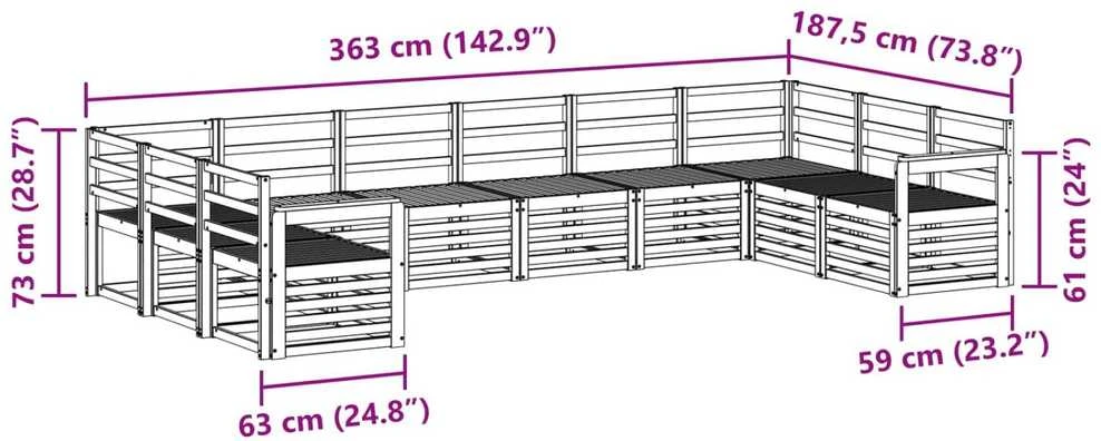 Lauko sofos komplektas 10 vnt. Natūrali