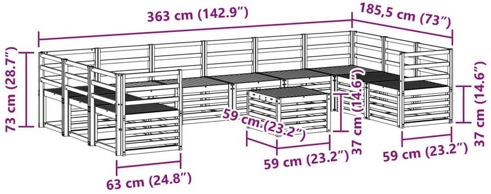 Lauko sofos komplektas 11 vnt. Natūrali