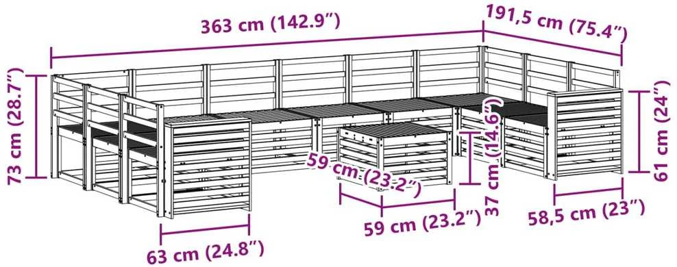 Lauko sofos komplektas 11 vnt. Natūrali